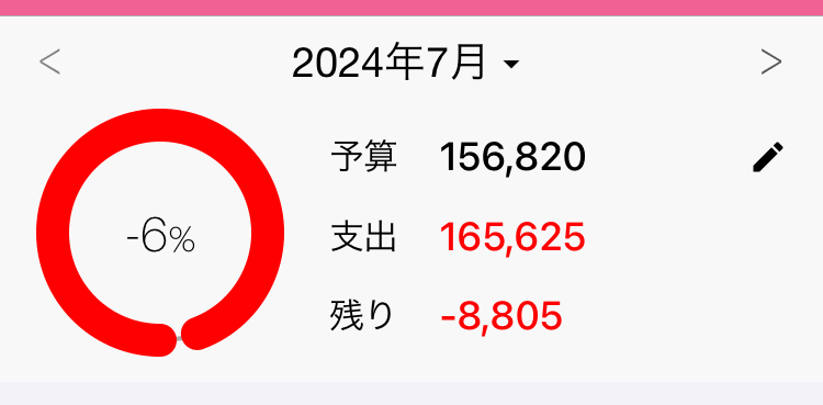 7月の支出16万5千円